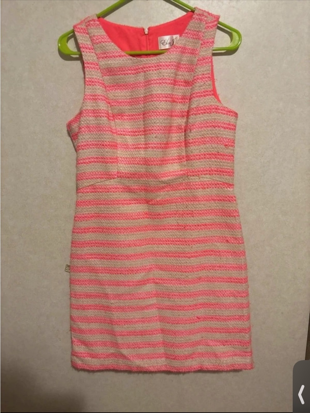 Eliza J Pink and Cream Striped Sleeveless Sheath Dress